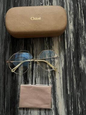 Chloé Gold Frame Glasses with Blue Lenses
